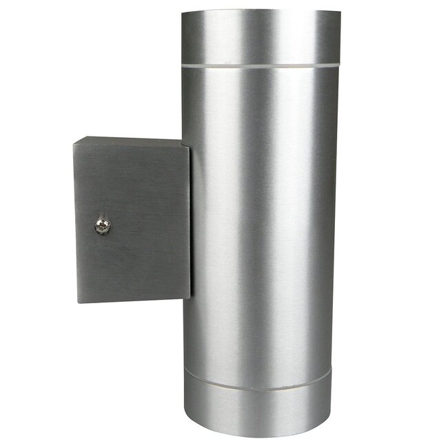 2-light outdoor wall light Alu up/down in brushed steel - 2 GU10 bulbs