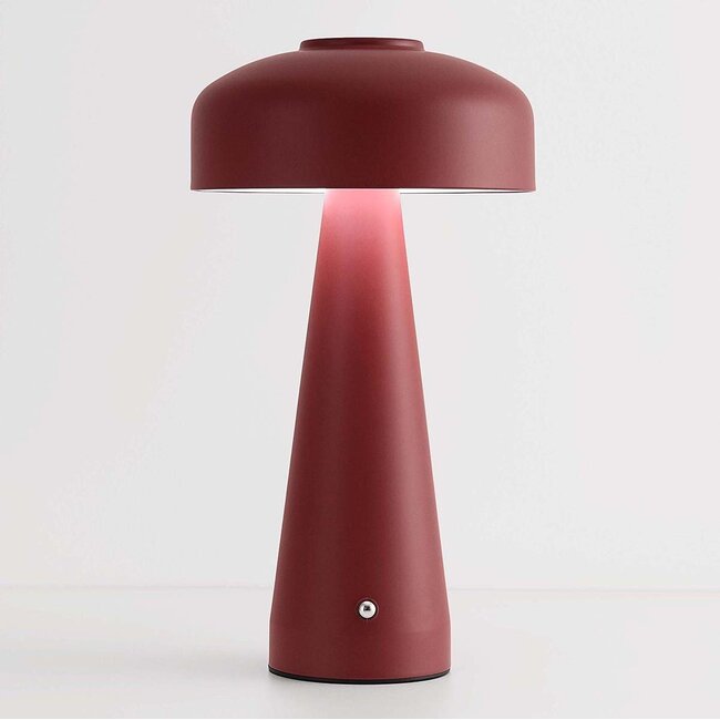 Rechargeable mushroom lamp Soma with touch dimmer and adjustable colour temperature - red