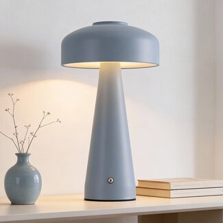 Rechargeable mushroom lamp Soma light blue with touch dimmer and adjustable colour temperature