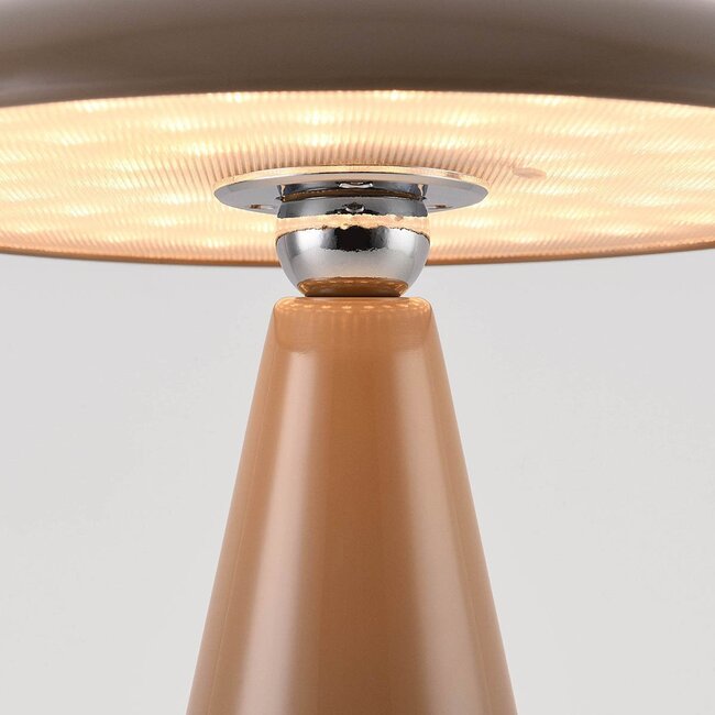 Rechargeable table lamp Ariso taupe with touch dimmer and adjustable light colour