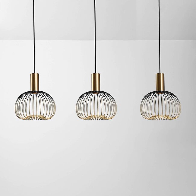 3-light pendant light Nobles - black with gold metal
