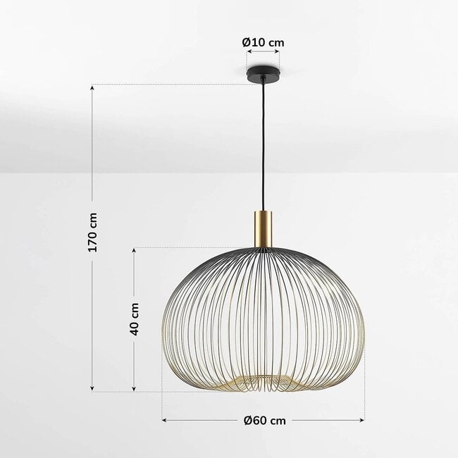 pendant light Noblin Ø60 cm - black with gold metal, 60 cm