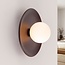 Ruva Wall Light in Dark Wood and Opal White Glass