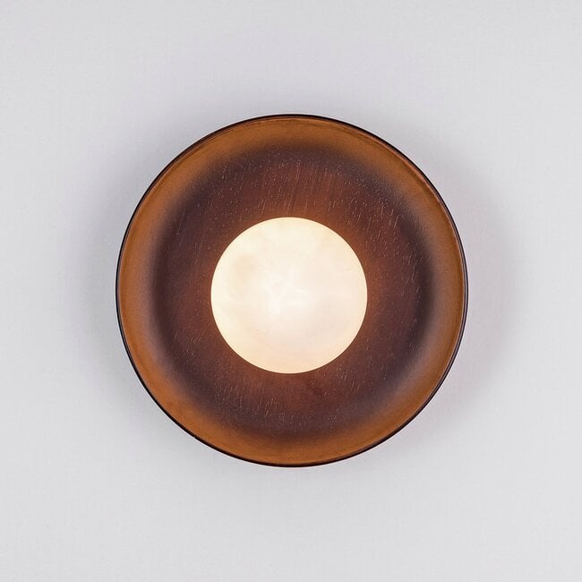 Wall lamp Ruva - dark wood with opal white glass