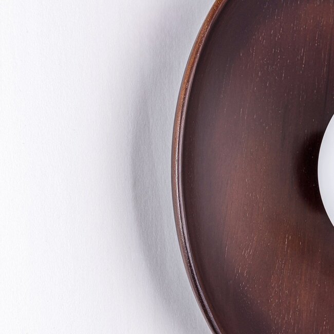 Ruva Wall Light in Dark Wood and Opal White Glass