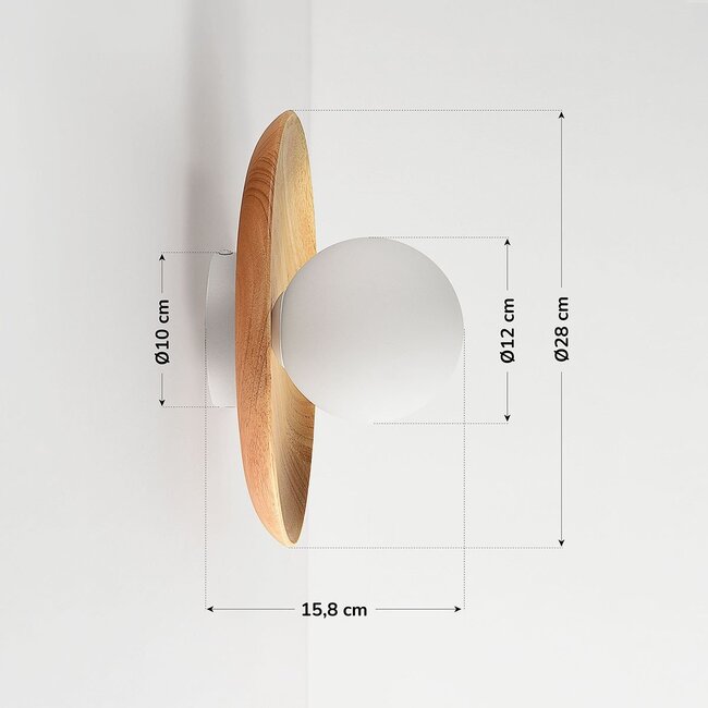 Ruva Wall Light in Light Wood and Opal White Glass