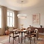 Designer pendant light Nerai beige with three layered linen shades