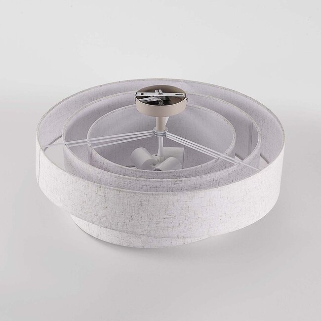 Modern ceiling light Neroi beige with three layered linen shades