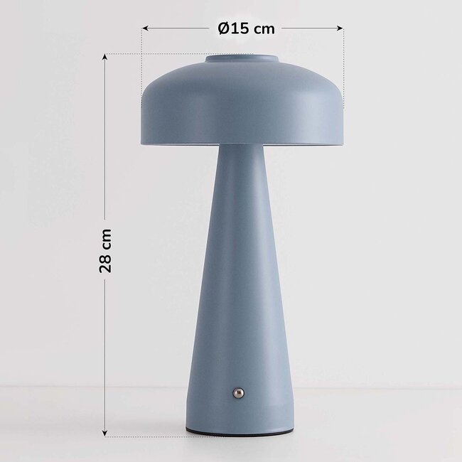 Rechargeable mushroom lamp Soma with touch dimmer and adjustable colour temperature - light blue