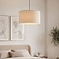 Pendant light Aureo in beige with linen shade and travertine effect