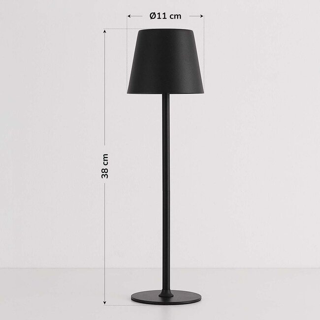 Silo wireless table lamp in black with dimmable and adjustable light