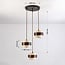 Round pendant light Mavero - cement and wood, 3-lights
