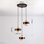 Round pendant light Mavero made of cement and wood, 3-lights