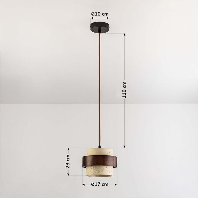 1-light pendant light Mavero made of cement and wood