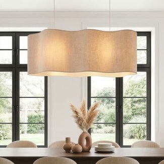 Pendant light Hirom beige with linen shade 2-light