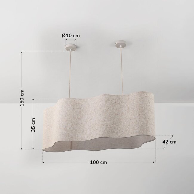 Pendant light Hirom beige with linen shade 2-light