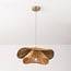 Rattan pendant light Arua with hand-woven double shade and golden detail Ø50 cm