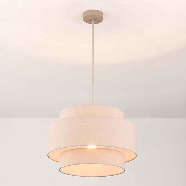 Pendant light Corra beige with layered linen shade