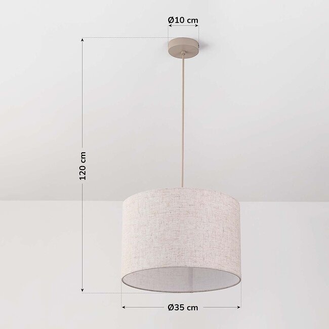 Modern Avano beige pendant light with linen shade