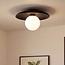 Ceiling light Ruvo in dark brown wood and opal white glass