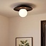 Ceiling light Ruvo in dark brown wood and opal white glass