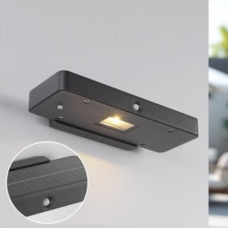 Compact solar outdoor wall light with sensor Nero