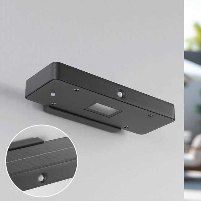Compact solar wall light with sensor Nero