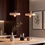 Japandi 2-light Salvi pendant light in travertine (natural stone) and wood