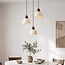 3-light Japandi pendant light Marena - travertine (natural stone) and wood