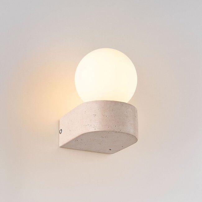 Wall light Alessa made of travertine (natural stone) with glass sphere