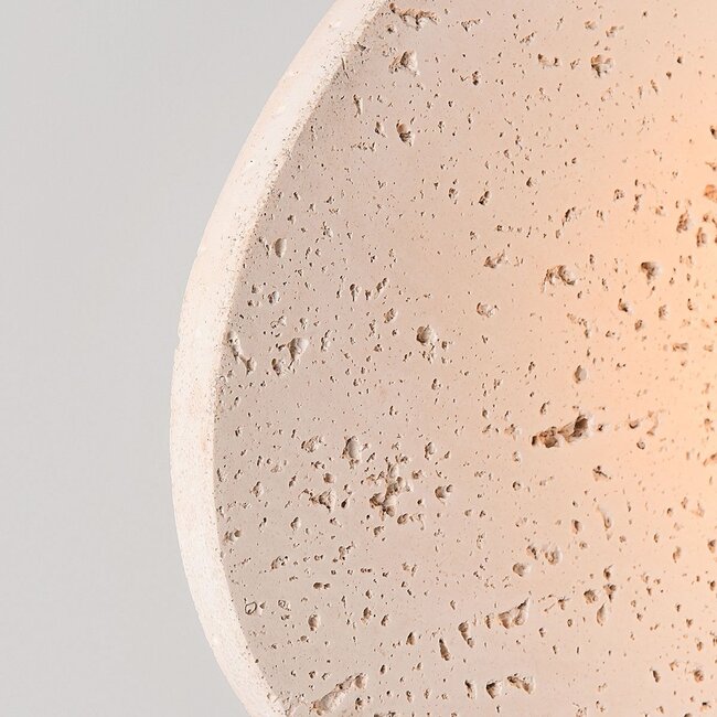 Lucio wall light in travertine (natural stone) with glass globe