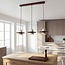 3-light Japandi pendant light Caelio - travertine (natural stone) and wood