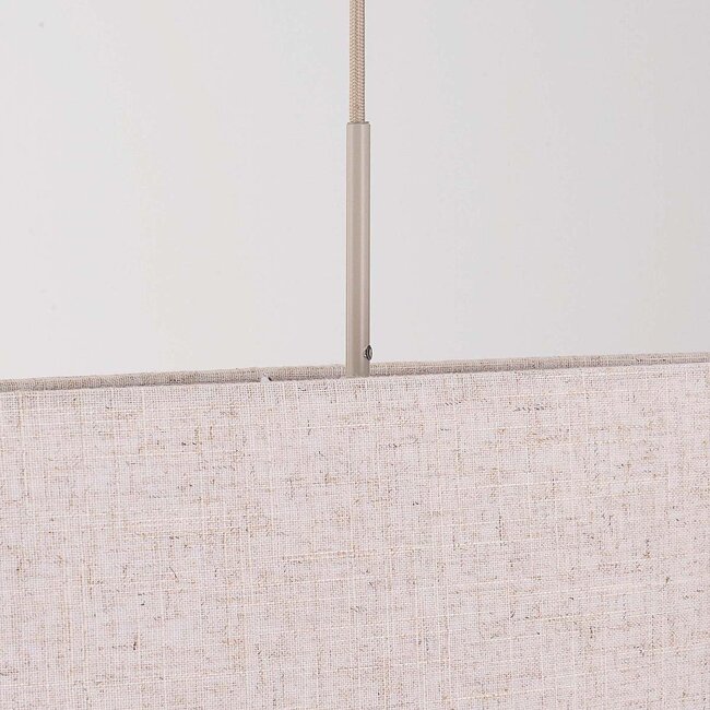 Minimalist pendant light Lureva beige with linen shade, 2-light