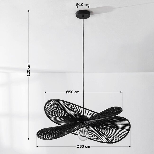 Modern boho-chic pendant lamp Janah - Black