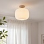 Ilyana ribbed opal white glass ceiling light in beige