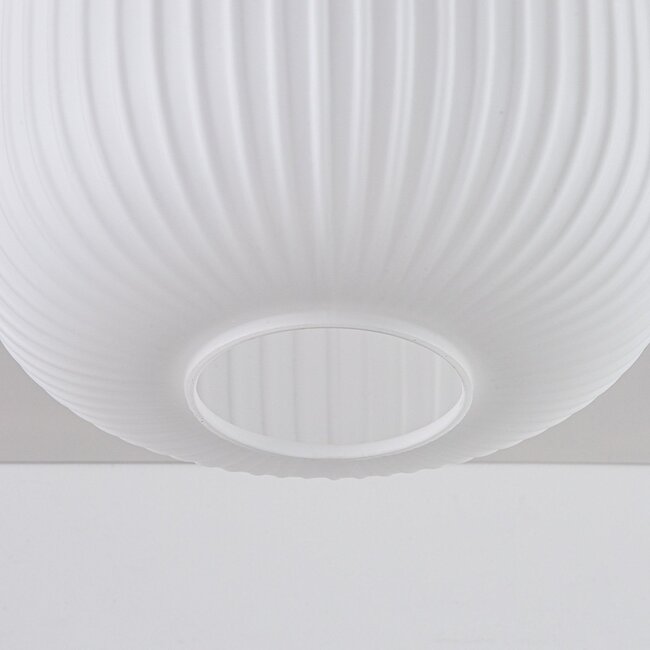 Ilyana ribbed opal white glass ceiling light in beige