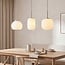 Meliora beige pendant light with 3 ribbed glass shades