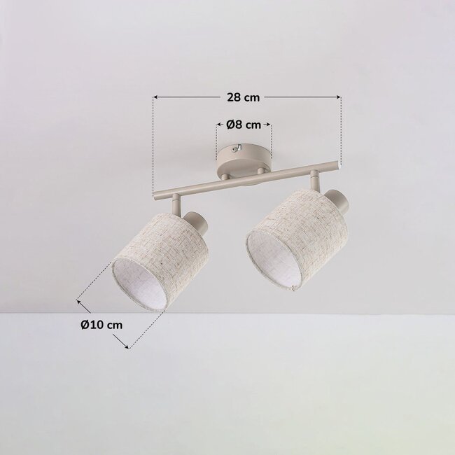 Ceiling light Avan in beige with 2 adjustable linen shades
