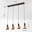 Luxury 4-light pendant light Muro in travertine (natural stone) and wood