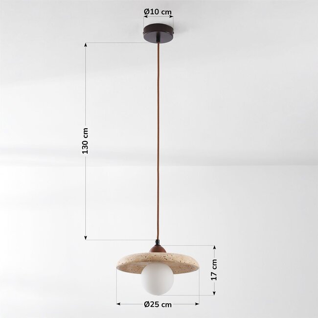 Japandi Sasso pendant lamp made of travertine (natural stone) and wood