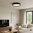 Modern Palomo black ceiling light with ribbed edge and 3-step dimmable LEDs