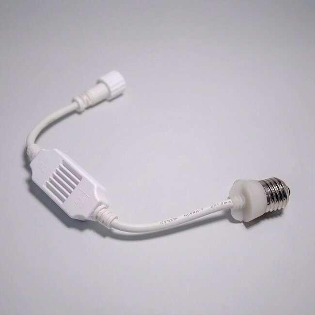 E27 coupling adapter, white – for connecting Christmas string lights to a festoon cable