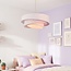 Designer pendant light Nerai beige with three layered linen shades