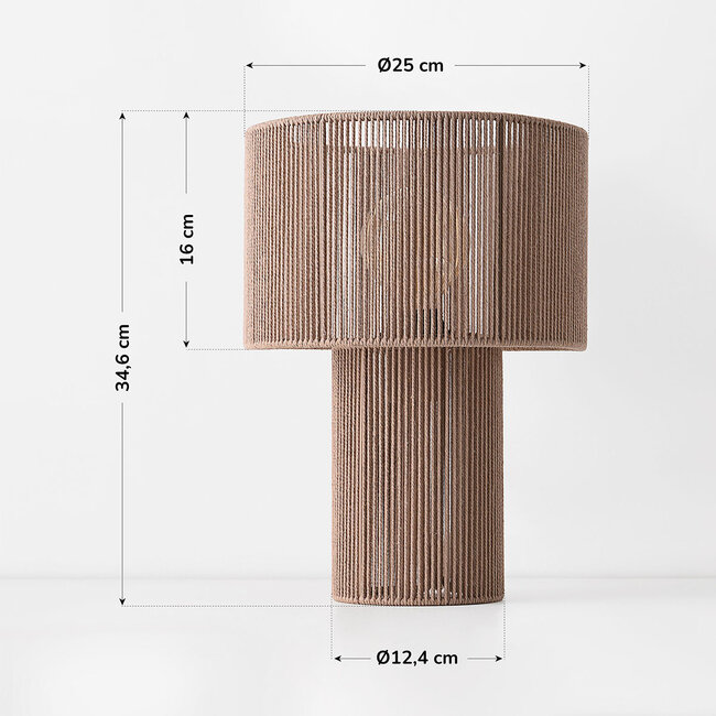 Rilva table lamp made from natural cotton rope
