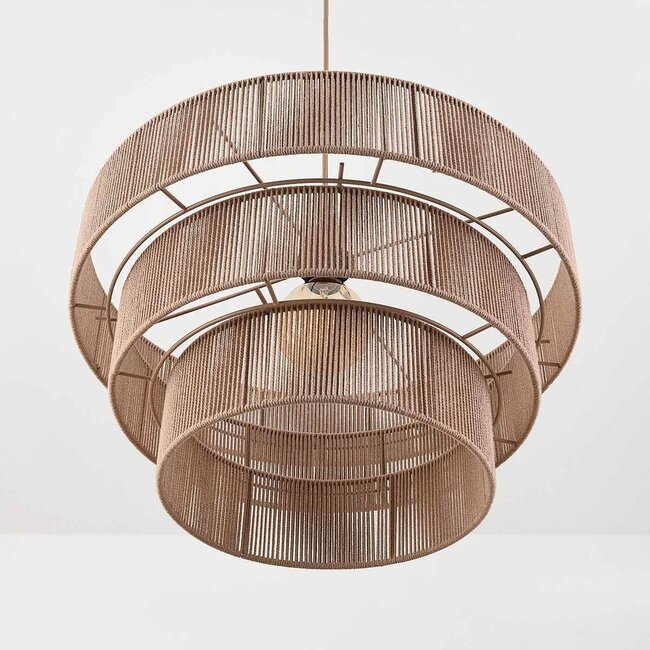 Pendant lamp Verna 3-layer in natural cotton rope
