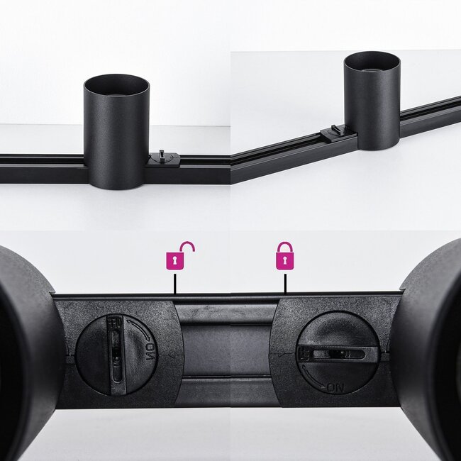 1-phase track system of 1.5 m with Zylox spotlights in black