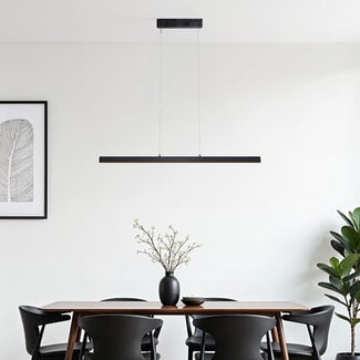 pendant light Andre - black with wood pattern and 3-step dimmable LED
