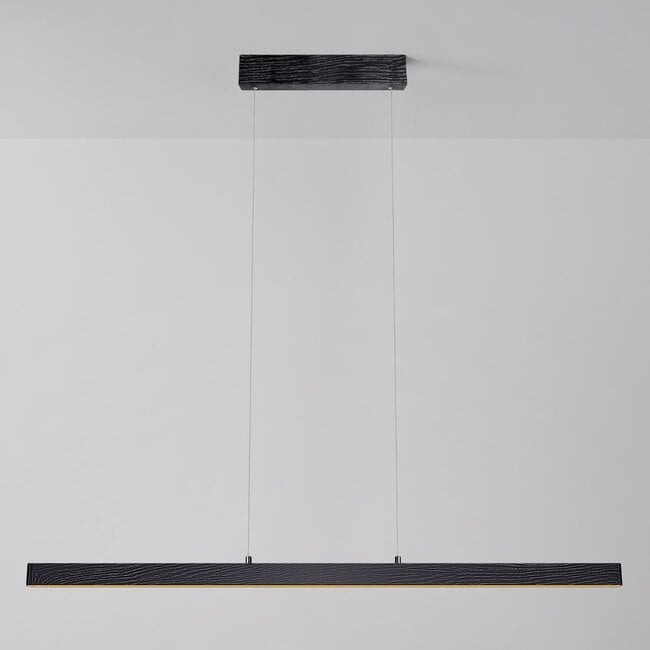 pendant light Andre - black with wood pattern and 3-step dimmable LED