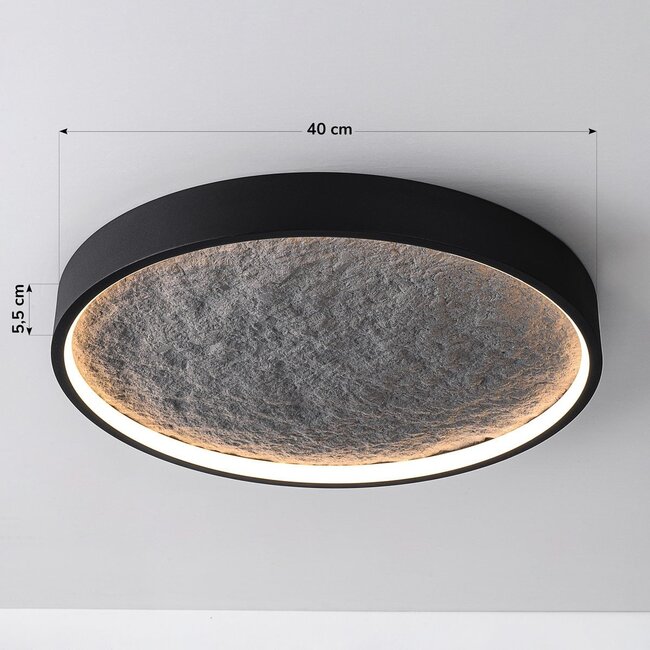 ceiling light Cercul 3-step dimmable - black and grey stone effect
