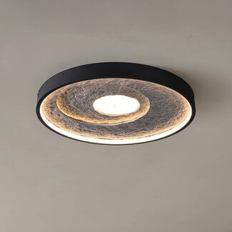 Modern ceiling lamp Cercul black with grey stone effect Ø40 cm, 36W - 3-step dimmable